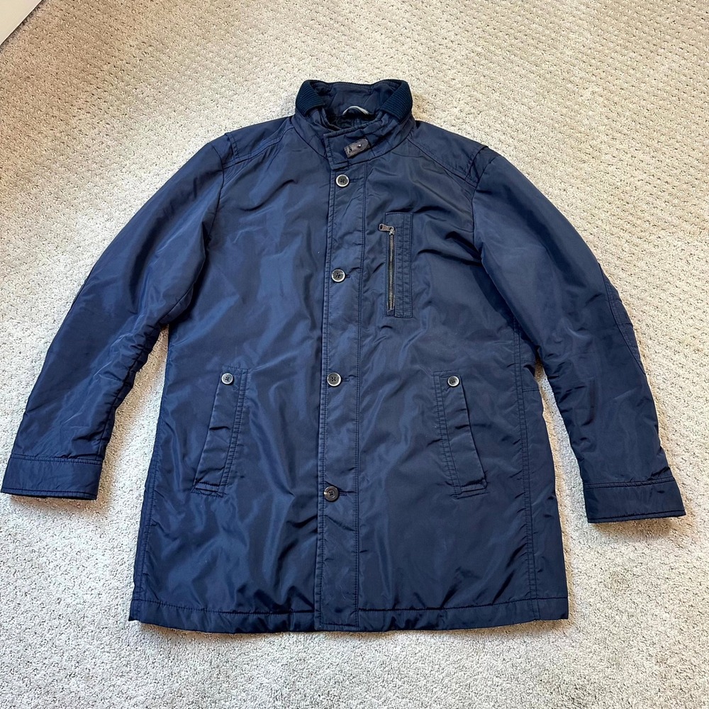HUGO BOSS Jacket Men's 46R XXL Conaz2 Blue Field Coat Quilted Lining Zip/Button